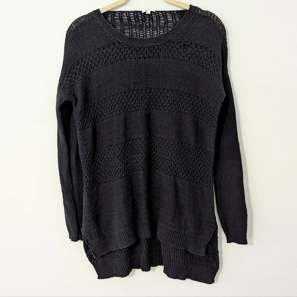 Helmut Helmut Lang Muted Web Pullover Sweater Open Knit Wool Blend Blue Small S